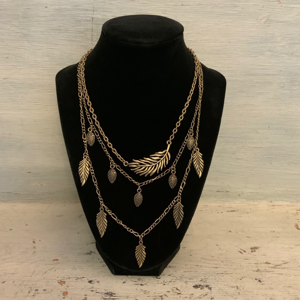 Cookie Lee Bohemian Triple Strand Layered Statement Necklace 16-19" GC